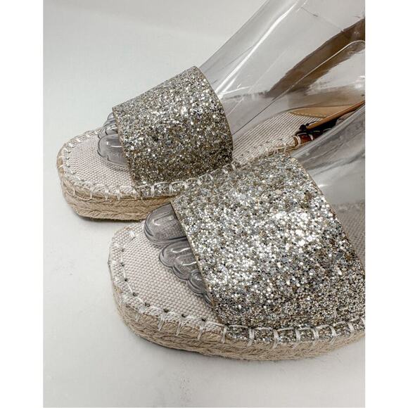 NEW H&M Platform Espadrilles Sparkling Sandals Brown Cream US Size 8 Size 39 - Picture 3 of 11